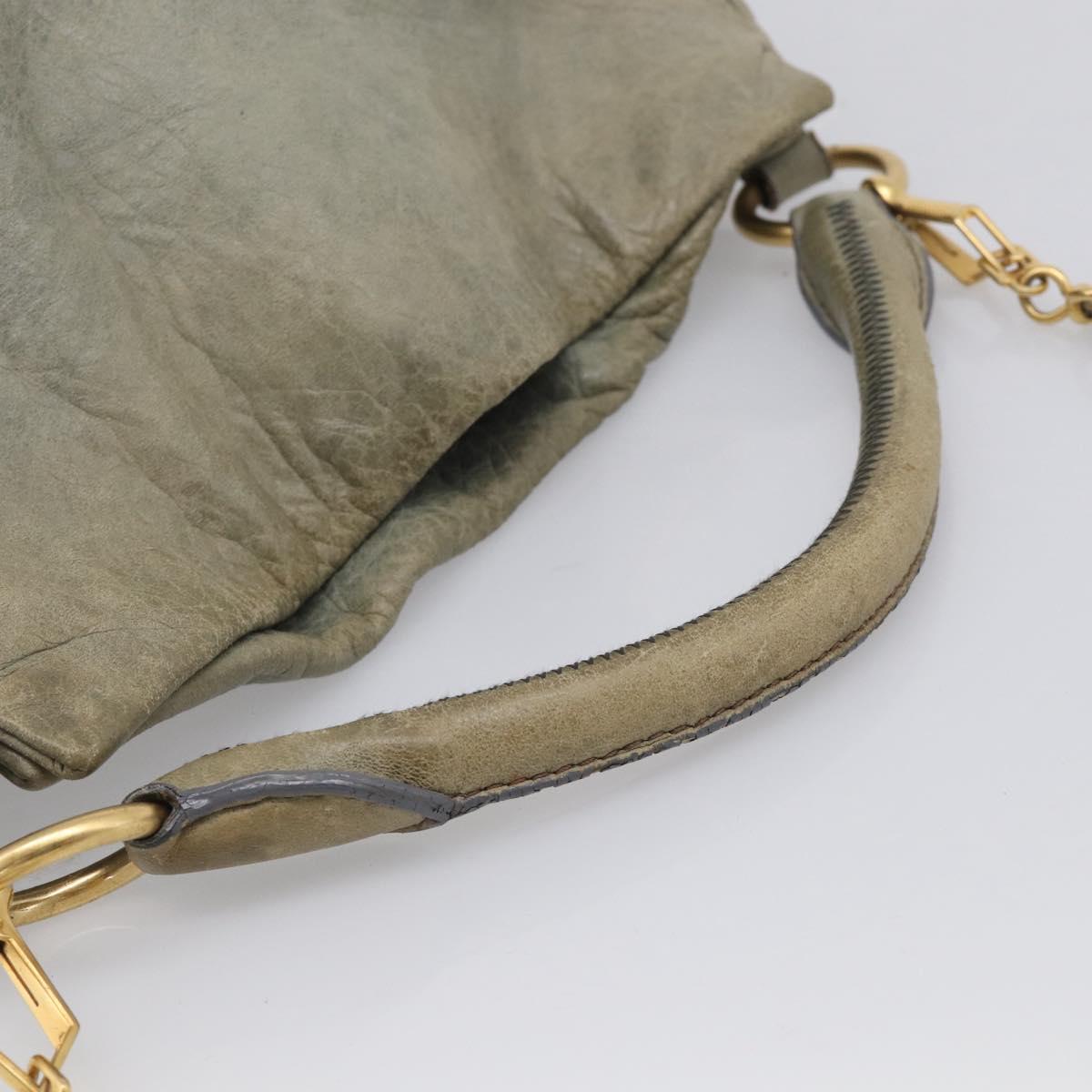 Miu Miu Shoulder Bag Vitellolux 2way Light Blue Gold Auth 210007A