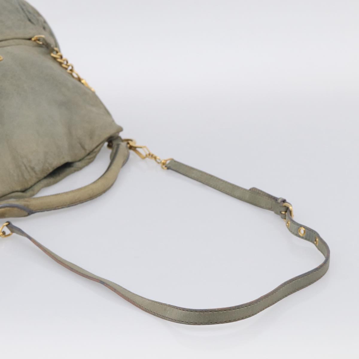 Miu Miu Shoulder Bag Vitellolux 2way Light Blue Gold Auth 210007A