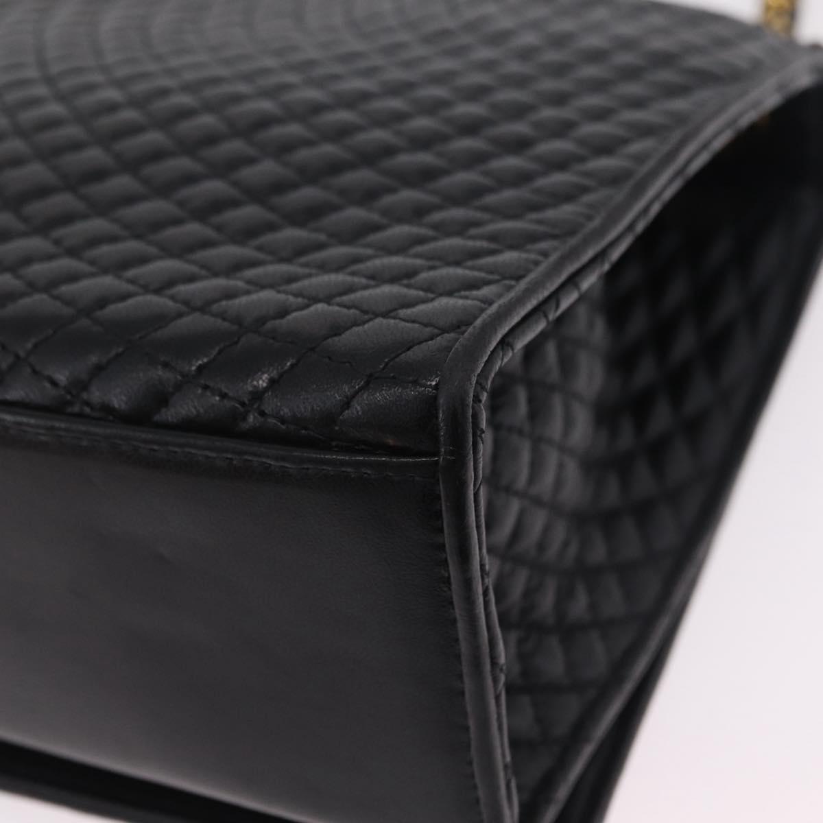 Bally Chain Shoulder Bag Leather Black Gold Auth 210010