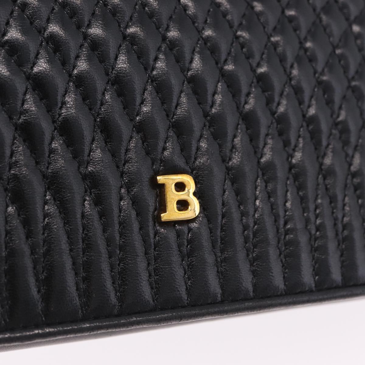 Bally Chain Shoulder Bag Leather Black Gold Auth 210010