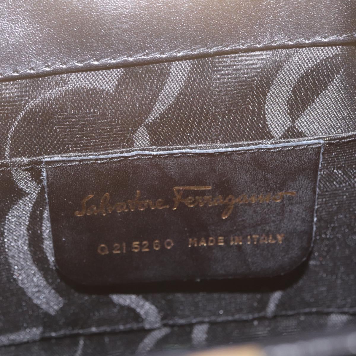 Salvatore Ferragamo Hand Bag Leather Black Gold Auth 210011V