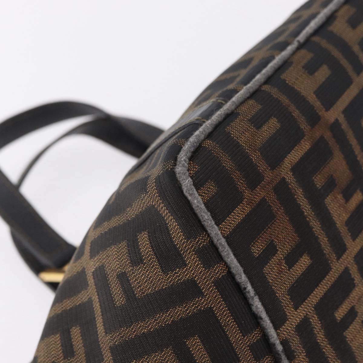 FENDI Zucca Canvas Hand Bag Black Brown Auth 210012