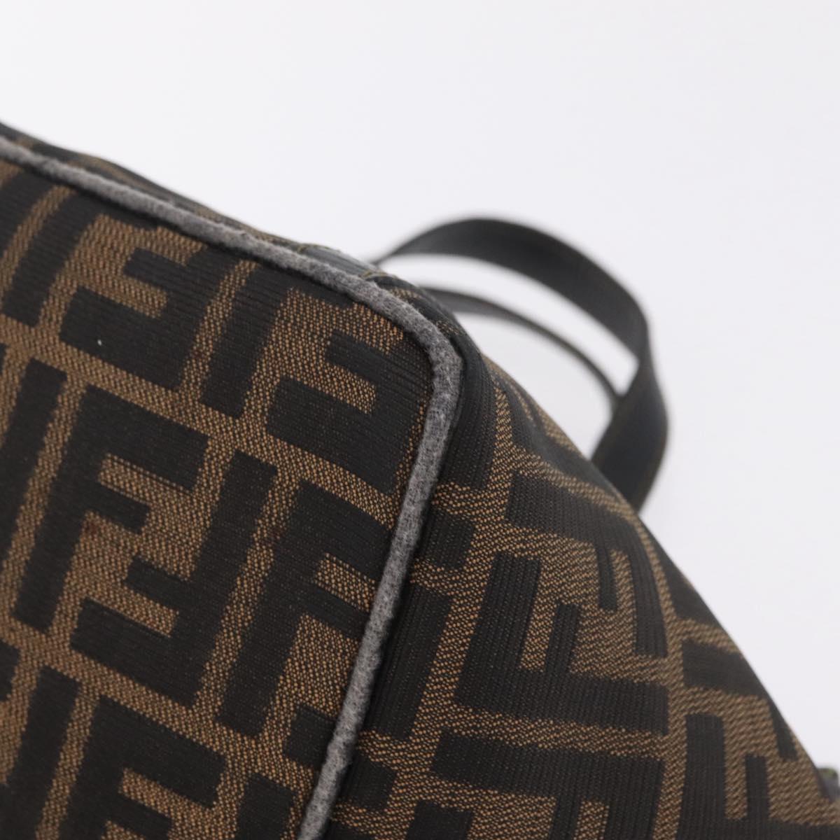 FENDI Zucca Canvas Hand Bag Black Brown Auth 210012