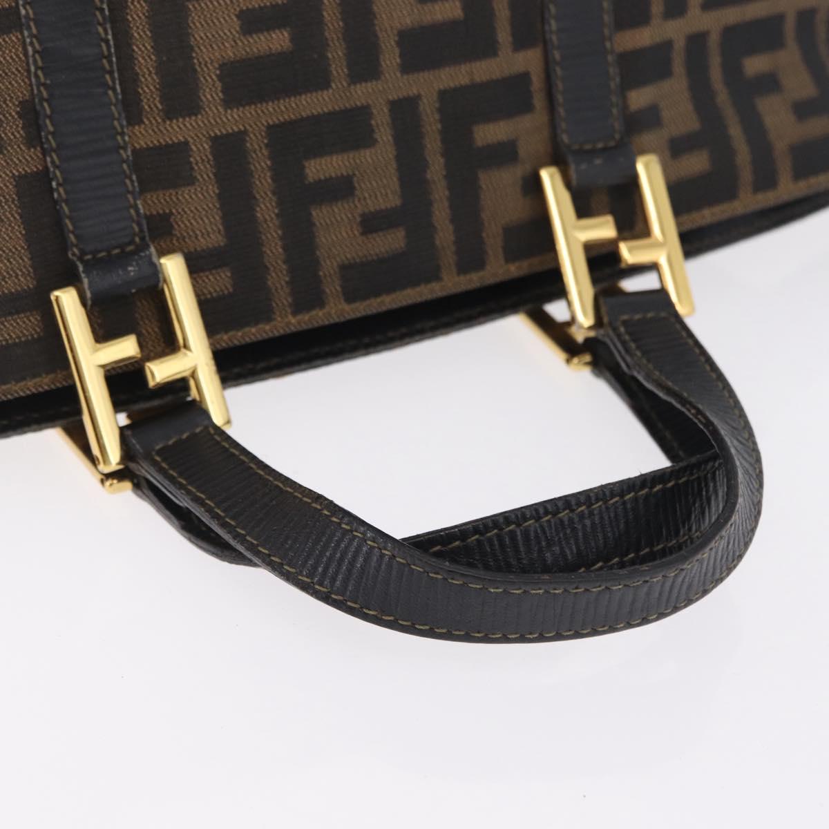 FENDI Zucca Canvas Hand Bag Black Brown Auth 210012