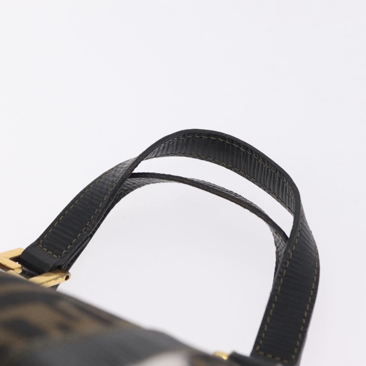 FENDI Zucca Canvas Hand Bag Black Brown Auth 210012