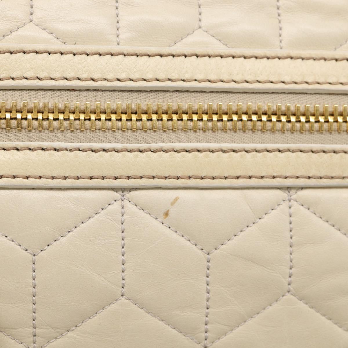 Miu Miu Matelasse Hand Bag Leather 2way Ivory Gold Auth 210015V