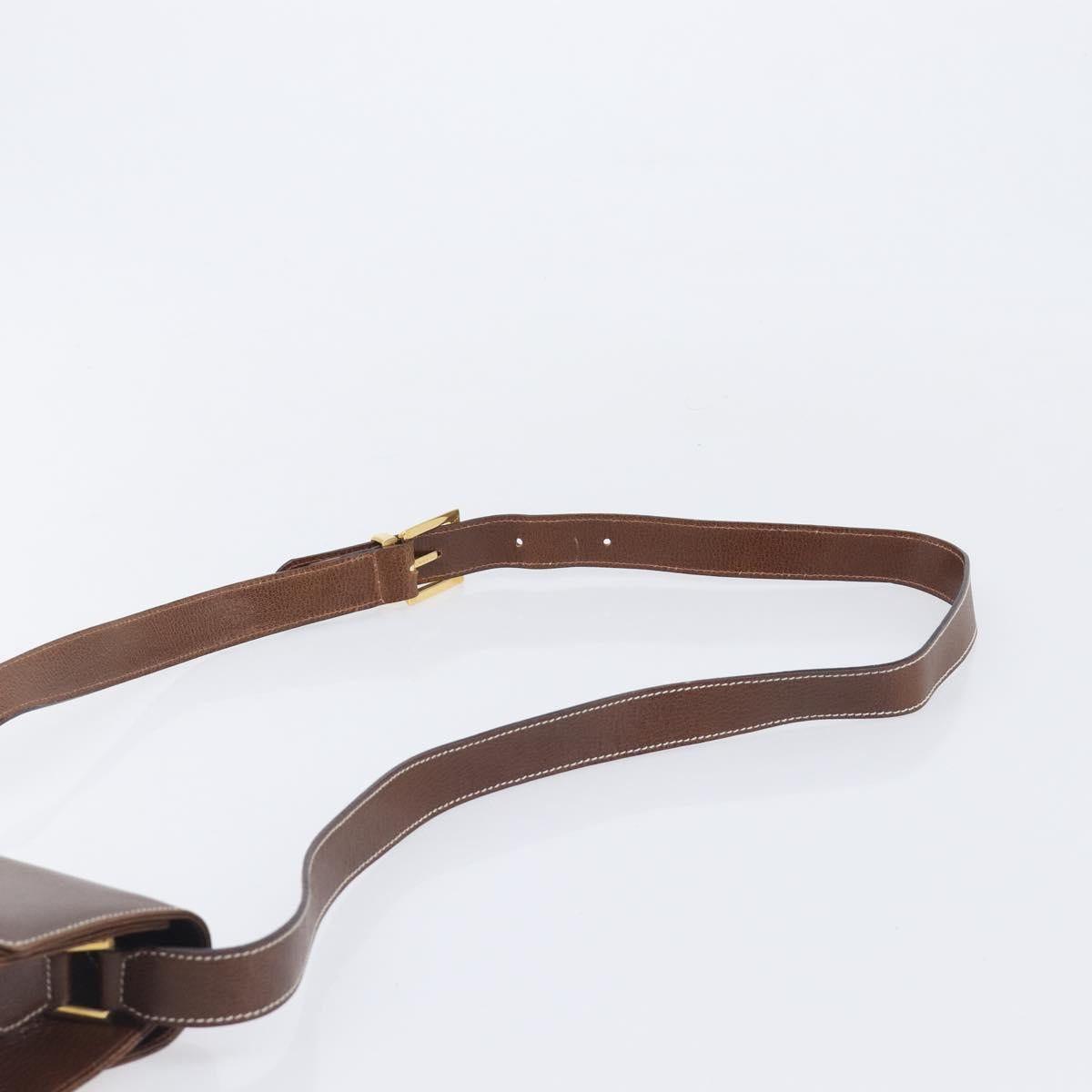 Salvatore Ferragamo Shoulder Bag Leather Brown Gold Auth 210018A