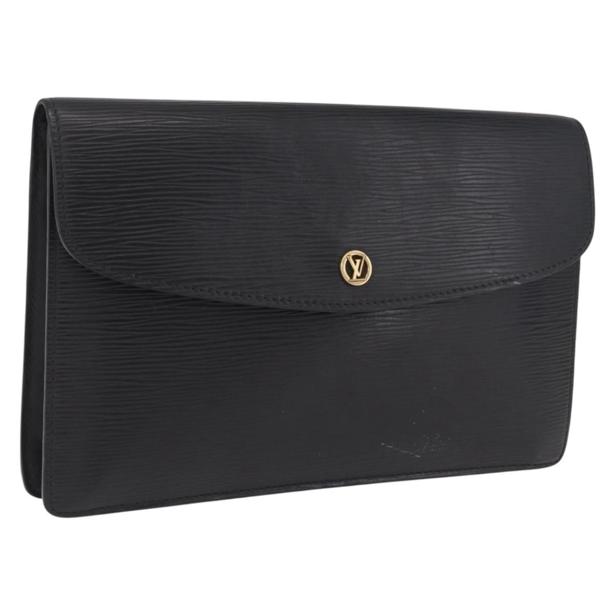 LOUIS VUITTON Epi Montaigne 27 Clutch Bag Black M52652 LV Auth 210021