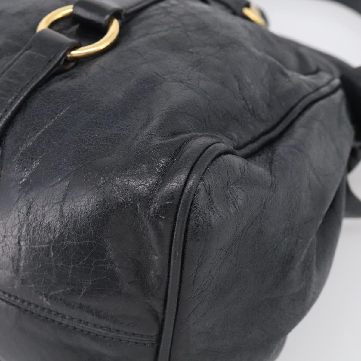 Miu Miu Hand Bag Vitellolux 2way Black Gold Auth 210028V