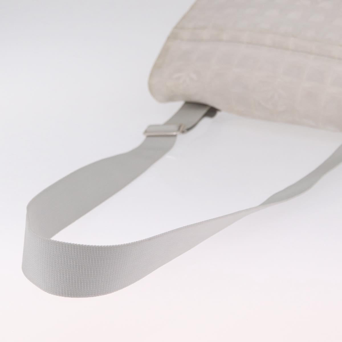 CHANEL New Travel Line Shoulder Bag Canvas Ivory Silver CC Auth 210031
