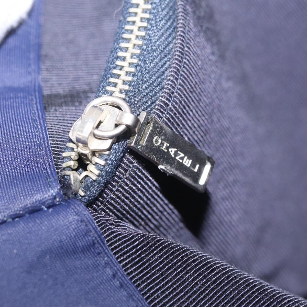 CHANEL Hand Bag Cotton jersey Navy Silver CC Auth 210038