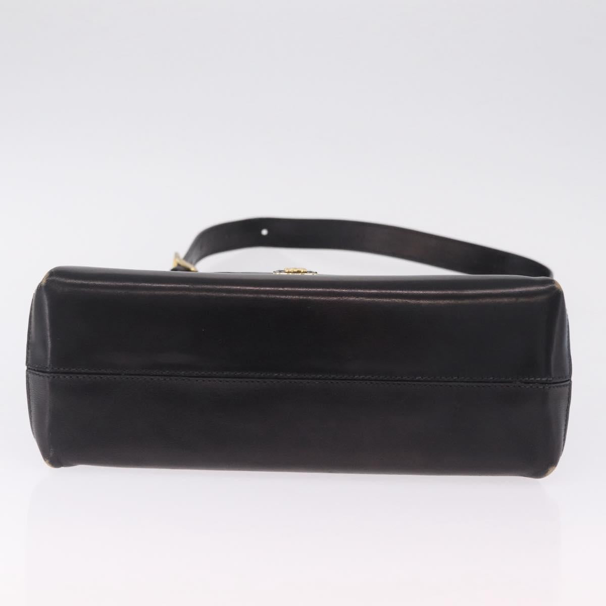 CELINE Shoulder Bag Leather Black Gold Auth 210039