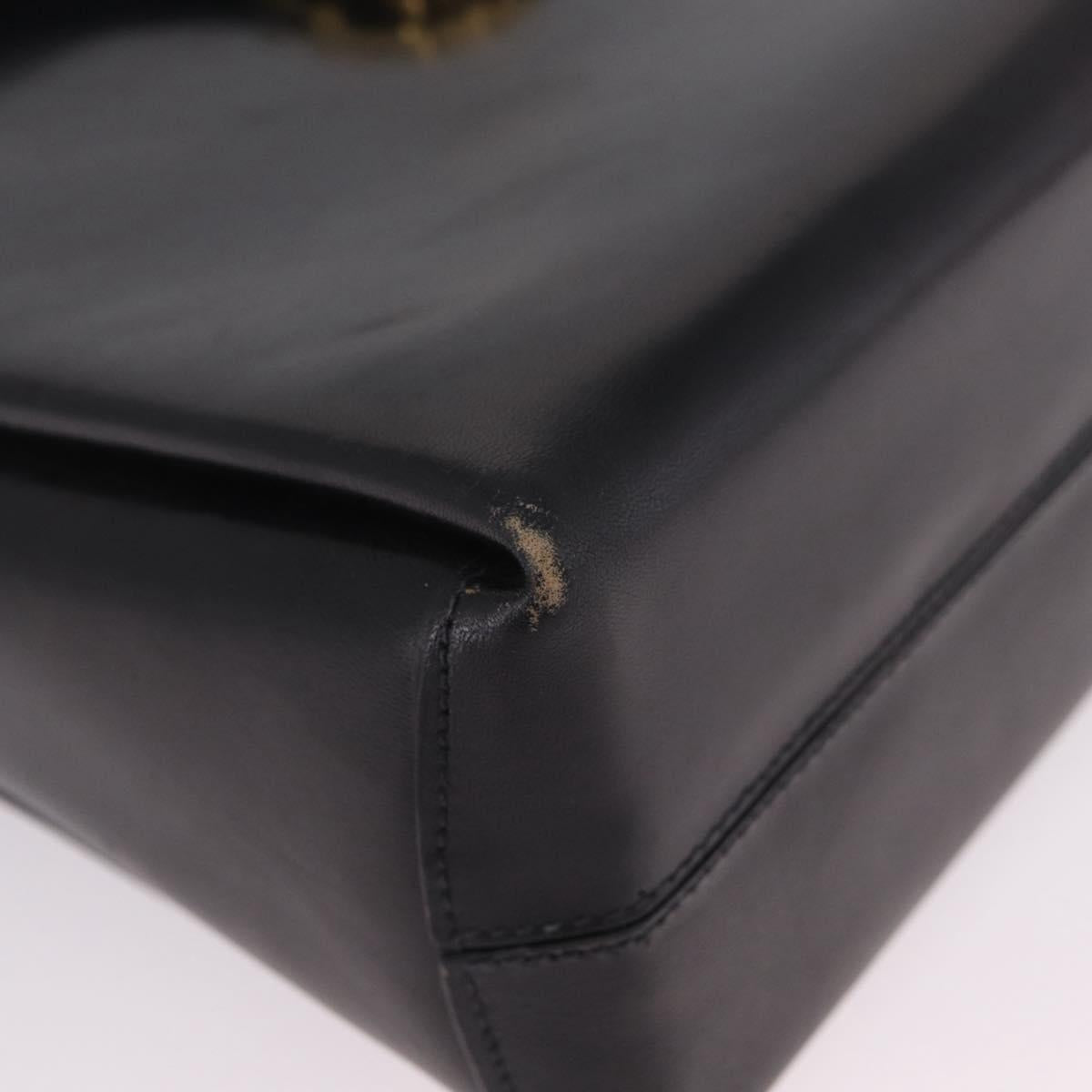 CELINE Shoulder Bag Leather Black Gold Auth 210039