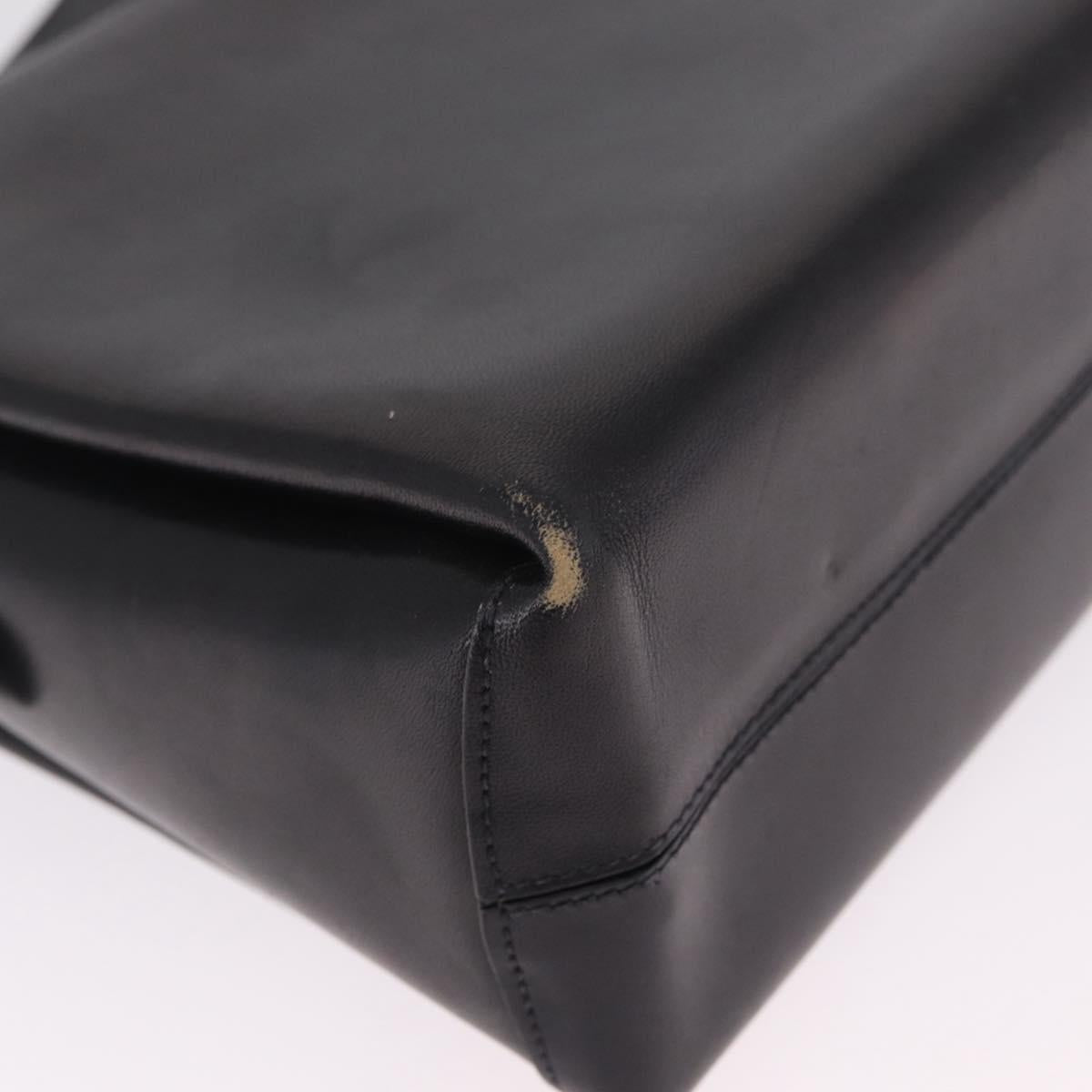 CELINE Shoulder Bag Leather Black Gold Auth 210039