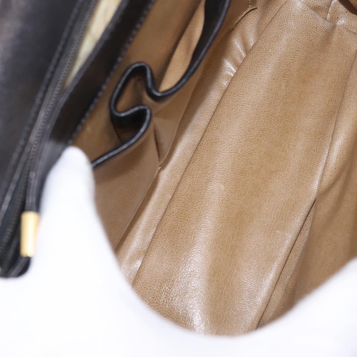 CELINE Shoulder Bag Leather Black Gold Auth 210039