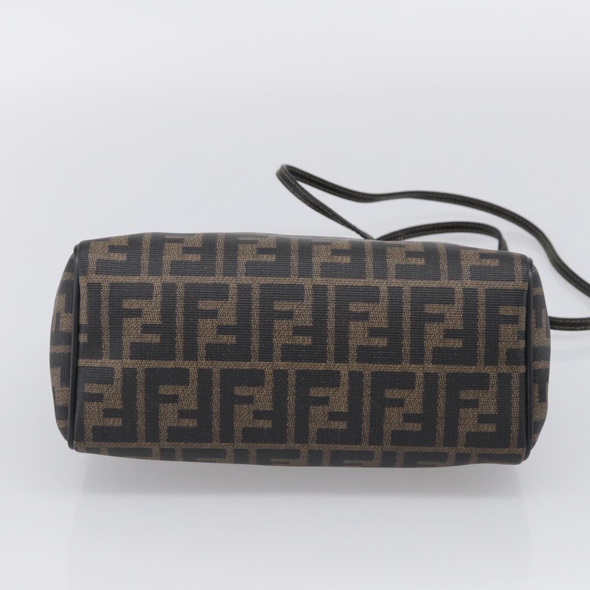 FENDI Zucca Canvas Hand Bag PVC 2way Black Brown Auth 210043