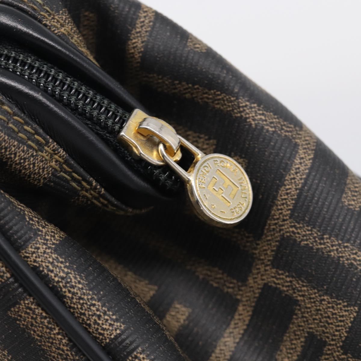 FENDI Zucca Canvas Hand Bag PVC 2way Black Brown Auth 210043