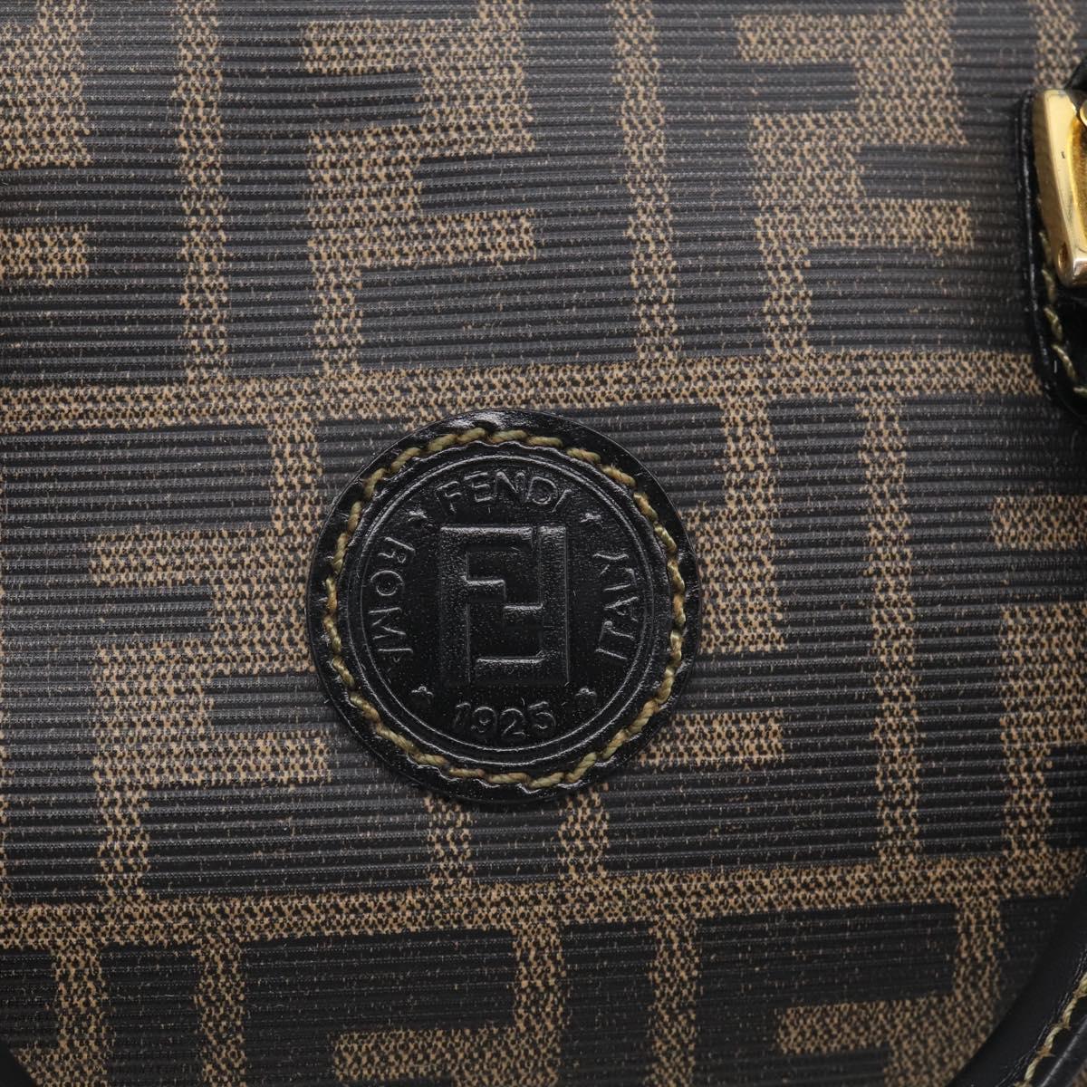 FENDI Zucca Canvas Hand Bag PVC 2way Black Brown Auth 210043