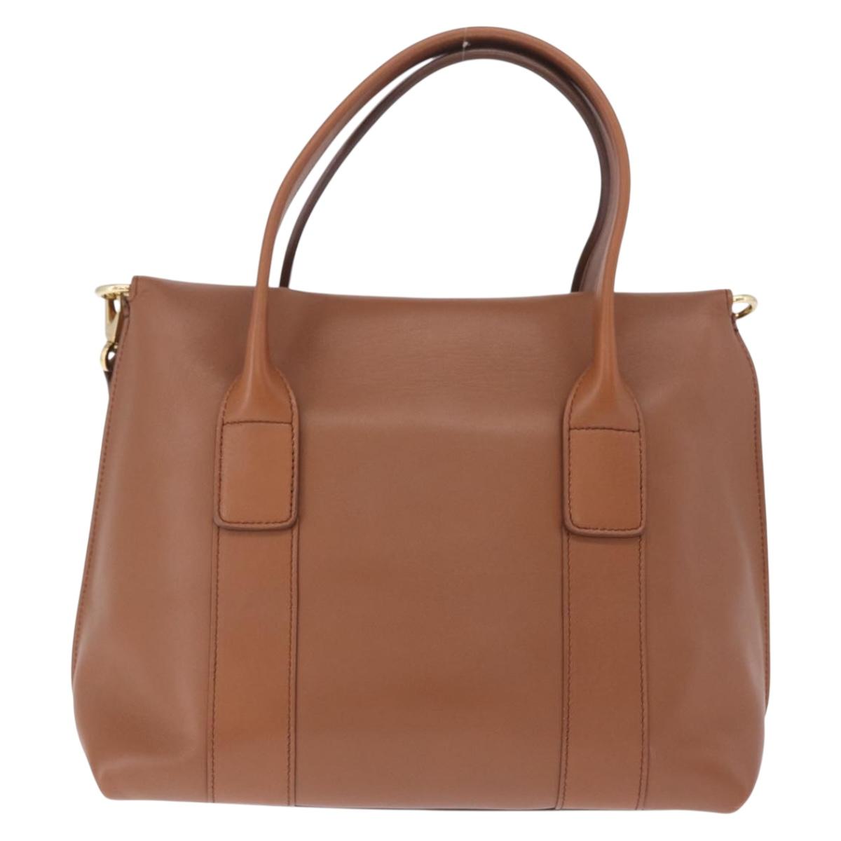 Salvatore Ferragamo Gancini Hand Bag Leather 2way Brown Gold Auth 210044V