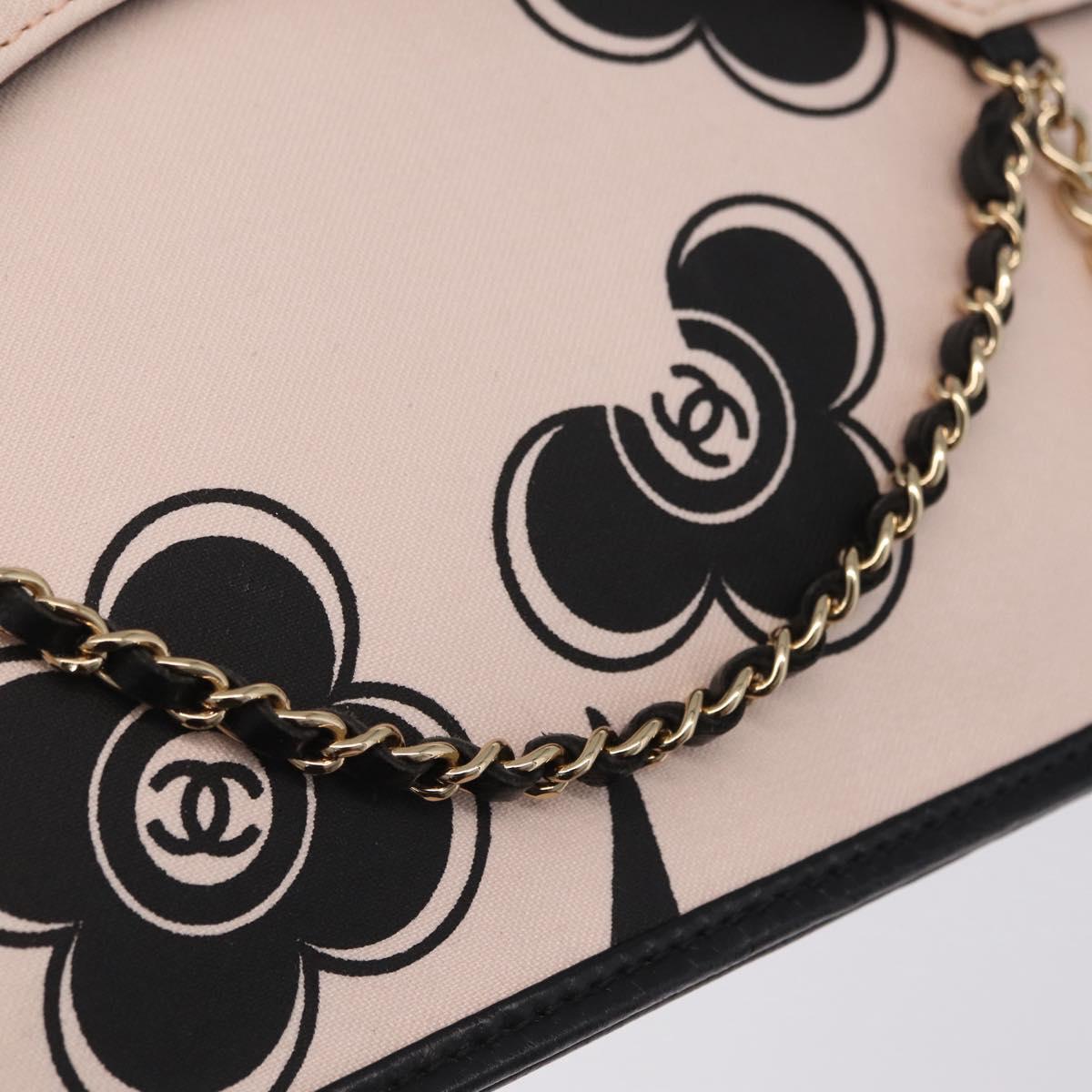 CHANEL Chain Shoulder Bag Canvas Pink Gold CC Auth 210045V