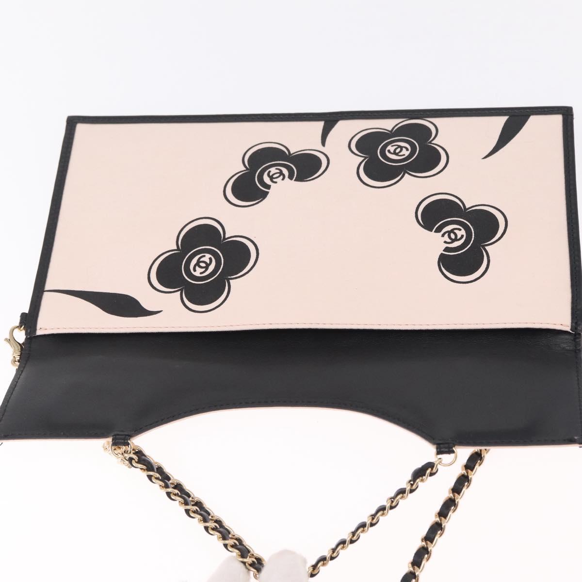 CHANEL Chain Shoulder Bag Canvas Pink Gold CC Auth 210045V