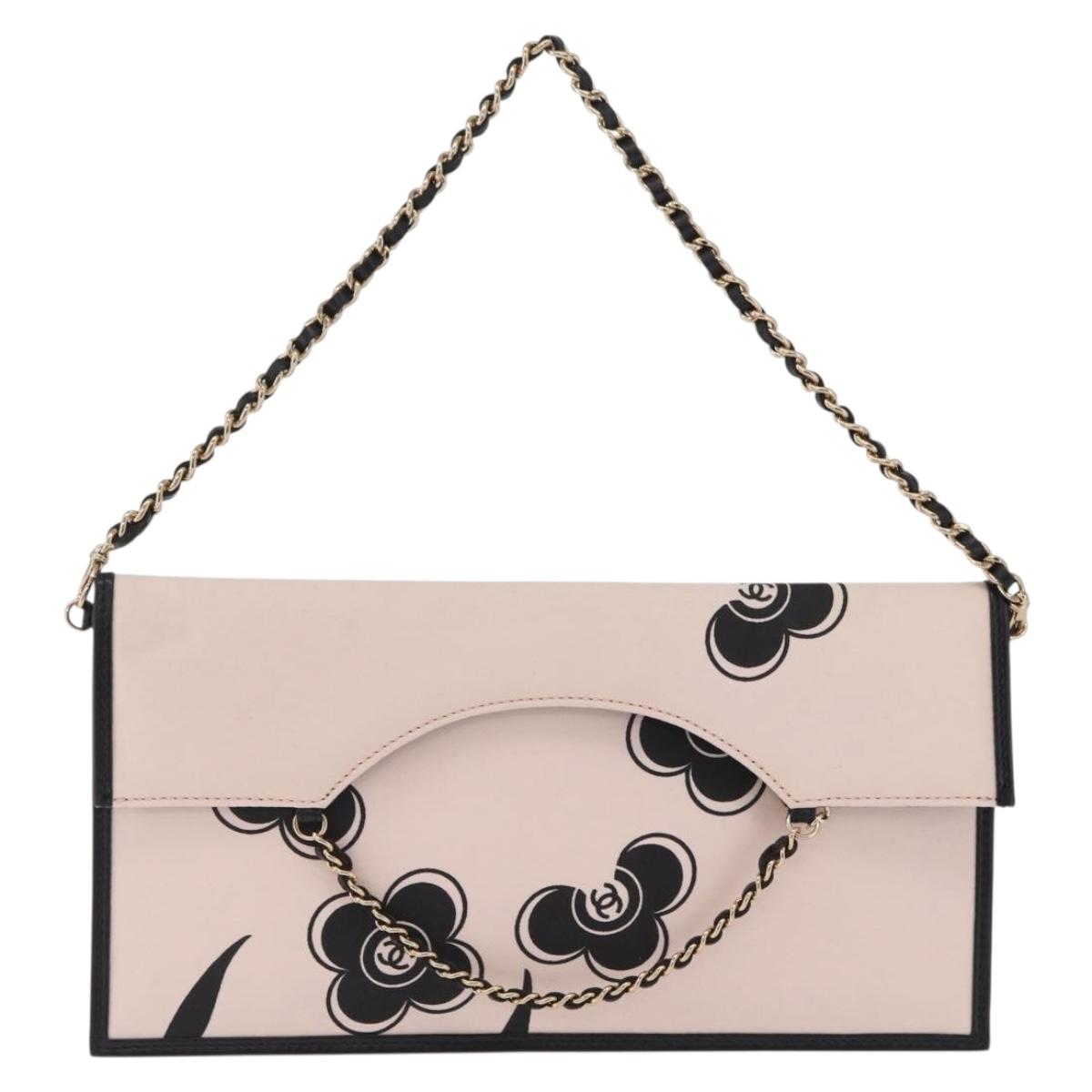 CHANEL Chain Shoulder Bag Canvas Pink Gold CC Auth 210045V