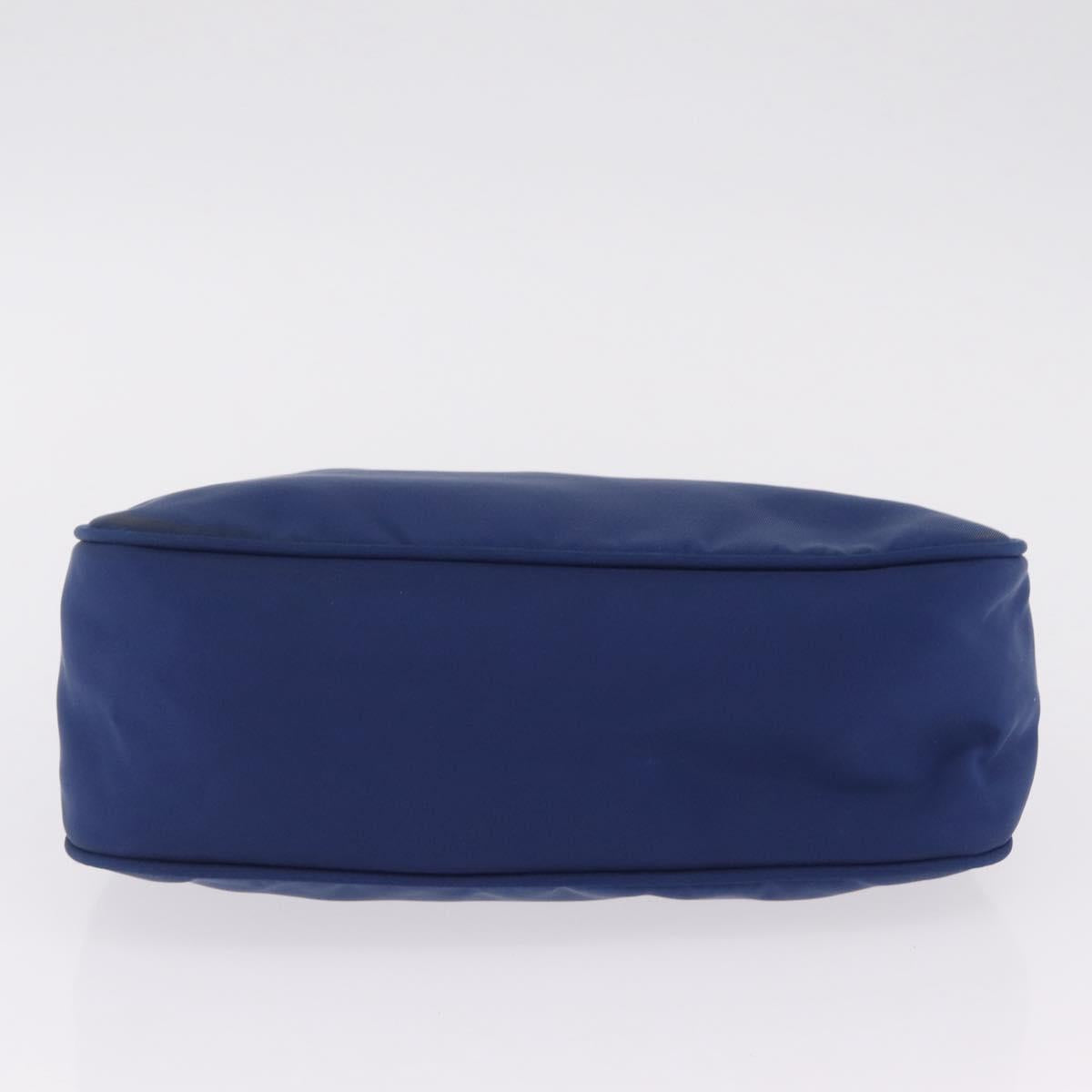 PRADA Hand Pouch Hand Bag Nylon Blue Silver Auth 210051A