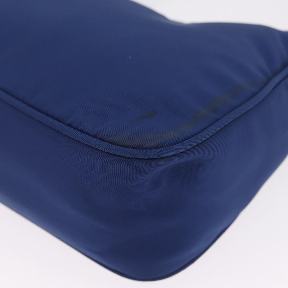 PRADA Hand Pouch Hand Bag Nylon Blue Silver Auth 210051A