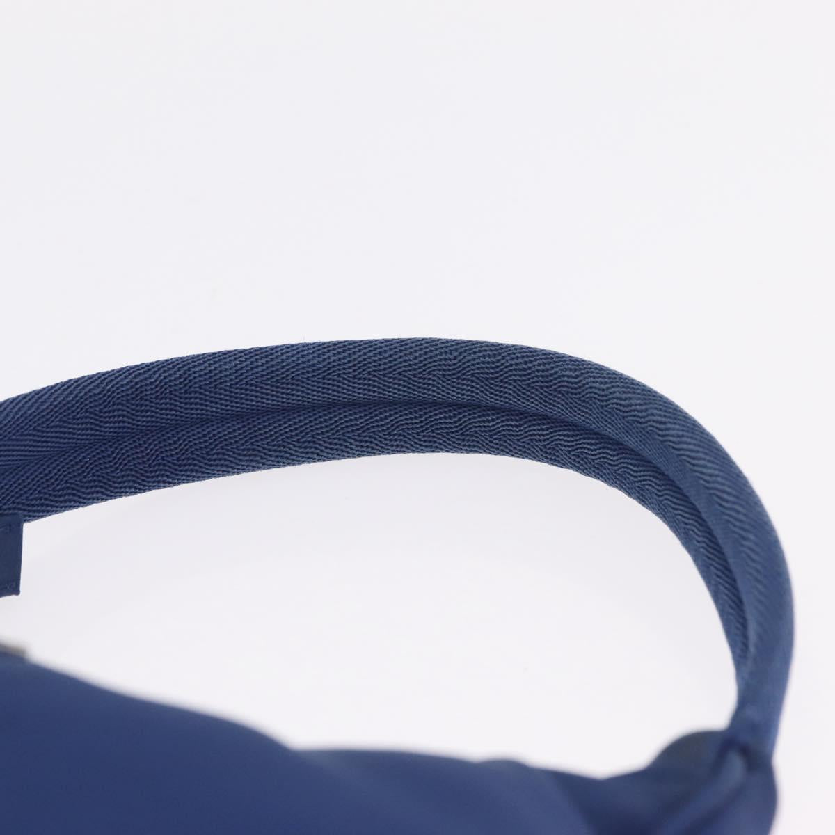 PRADA Hand Pouch Hand Bag Nylon Blue Silver Auth 210051A