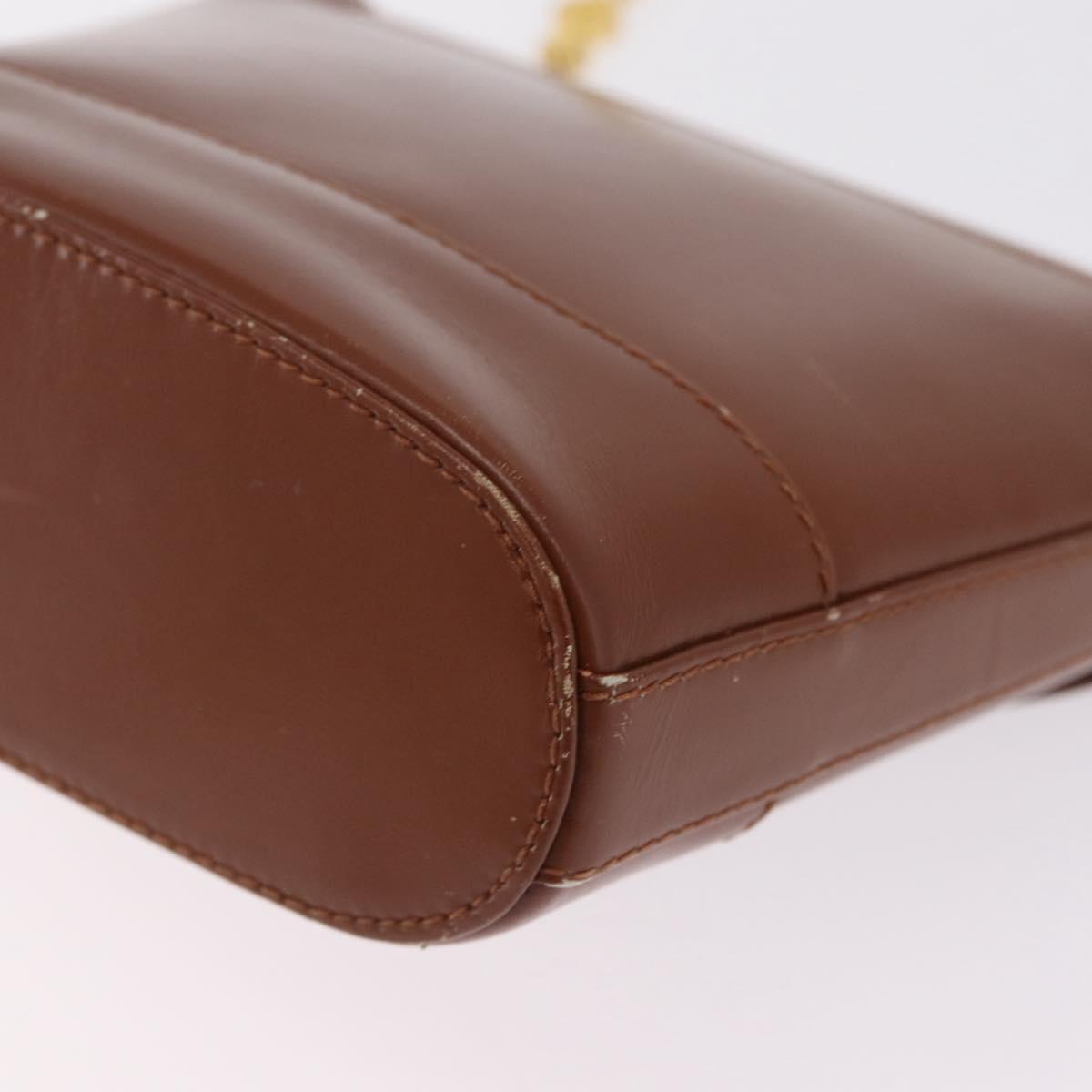 Tiffany & Co. Chain Shoulder Bag Leather Brown Gold Auth 210055