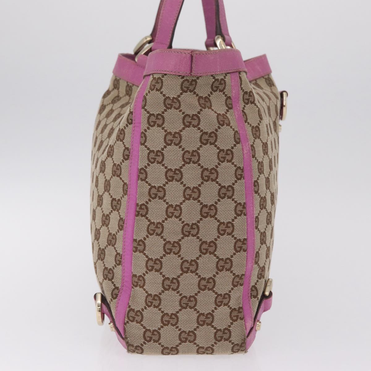 GUCCI GG Canvas Tote Bag Beige Gold 141472 Auth 210056