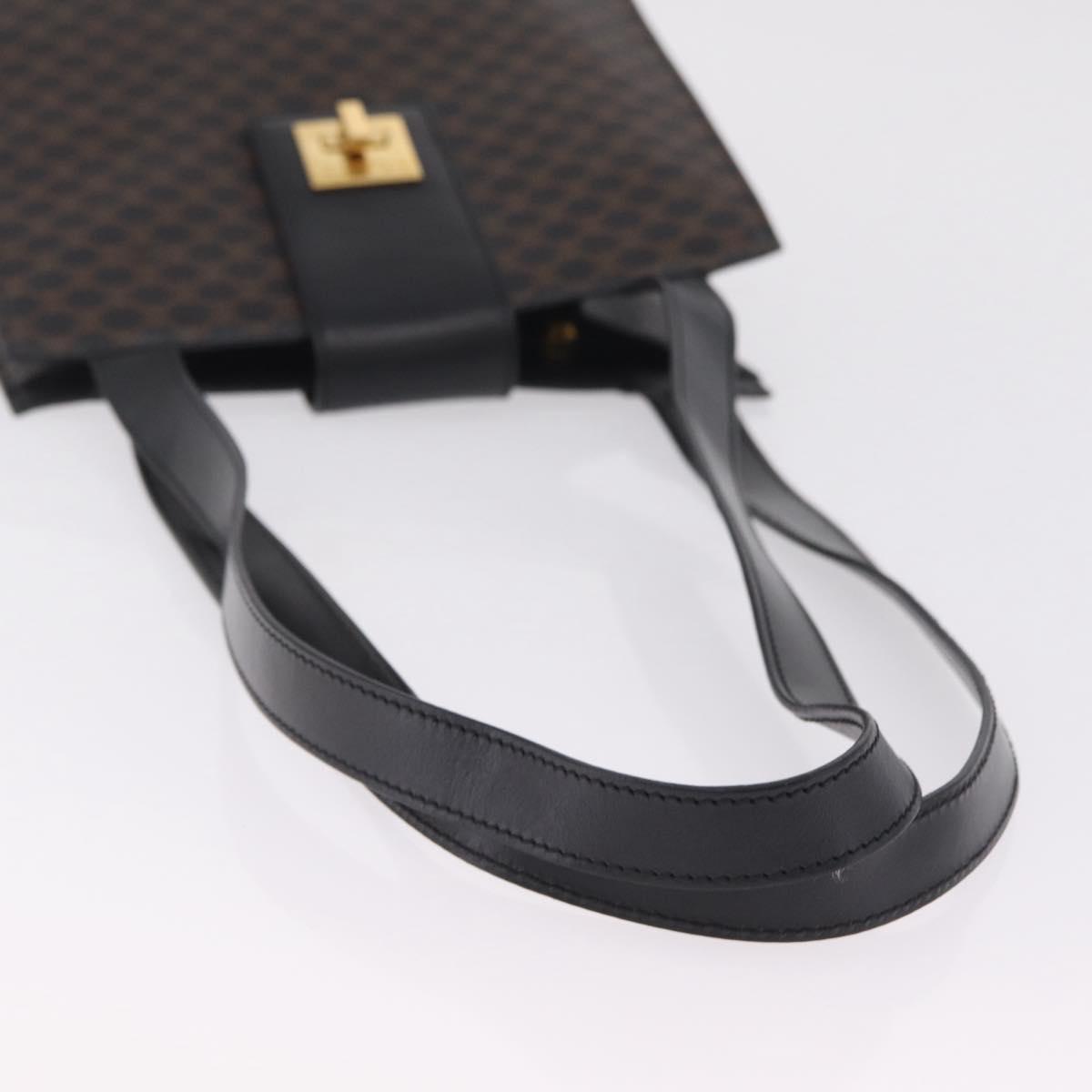 CELINE Macadam Canvas Shoulder Bag PVC Leather Black Gold Auth 210057A