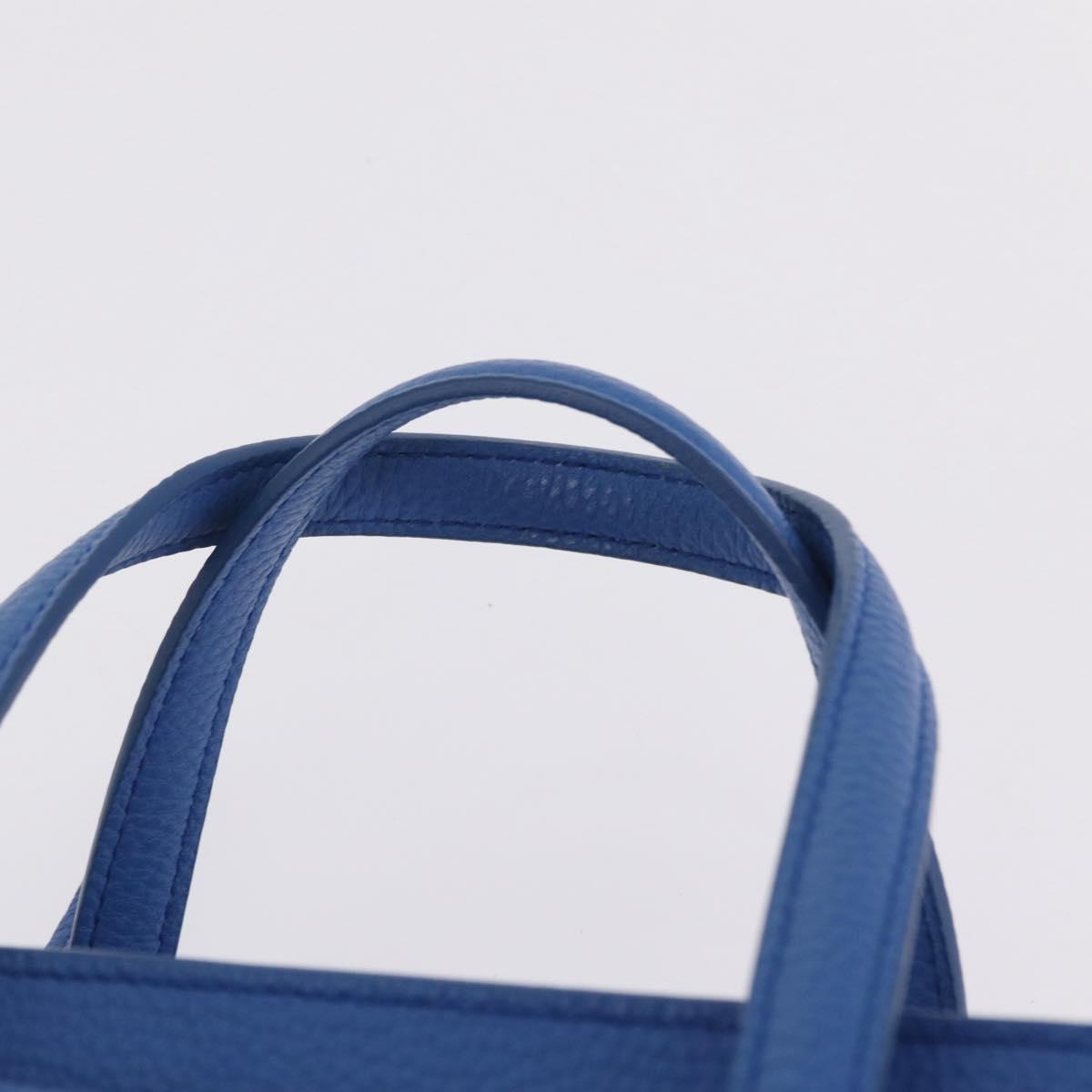 Salvatore Ferragamo Gancini Amy Hand Bag Leather 2way Blue Gold Auth 210060V