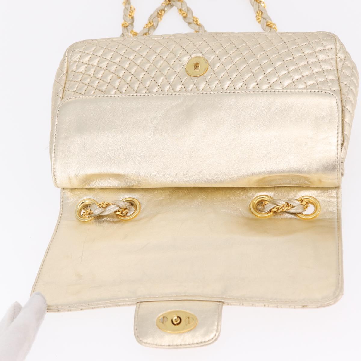 Bally Chain Shoulder Bag Leather Gold Auth 210061A