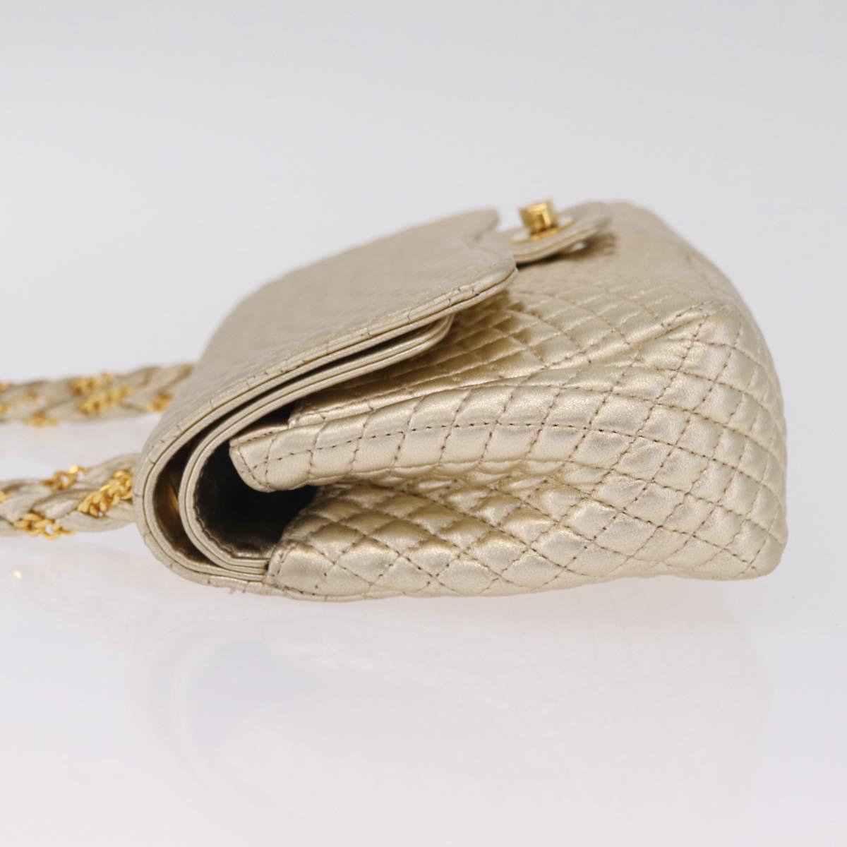 Bally Chain Shoulder Bag Leather Gold Auth 210061A