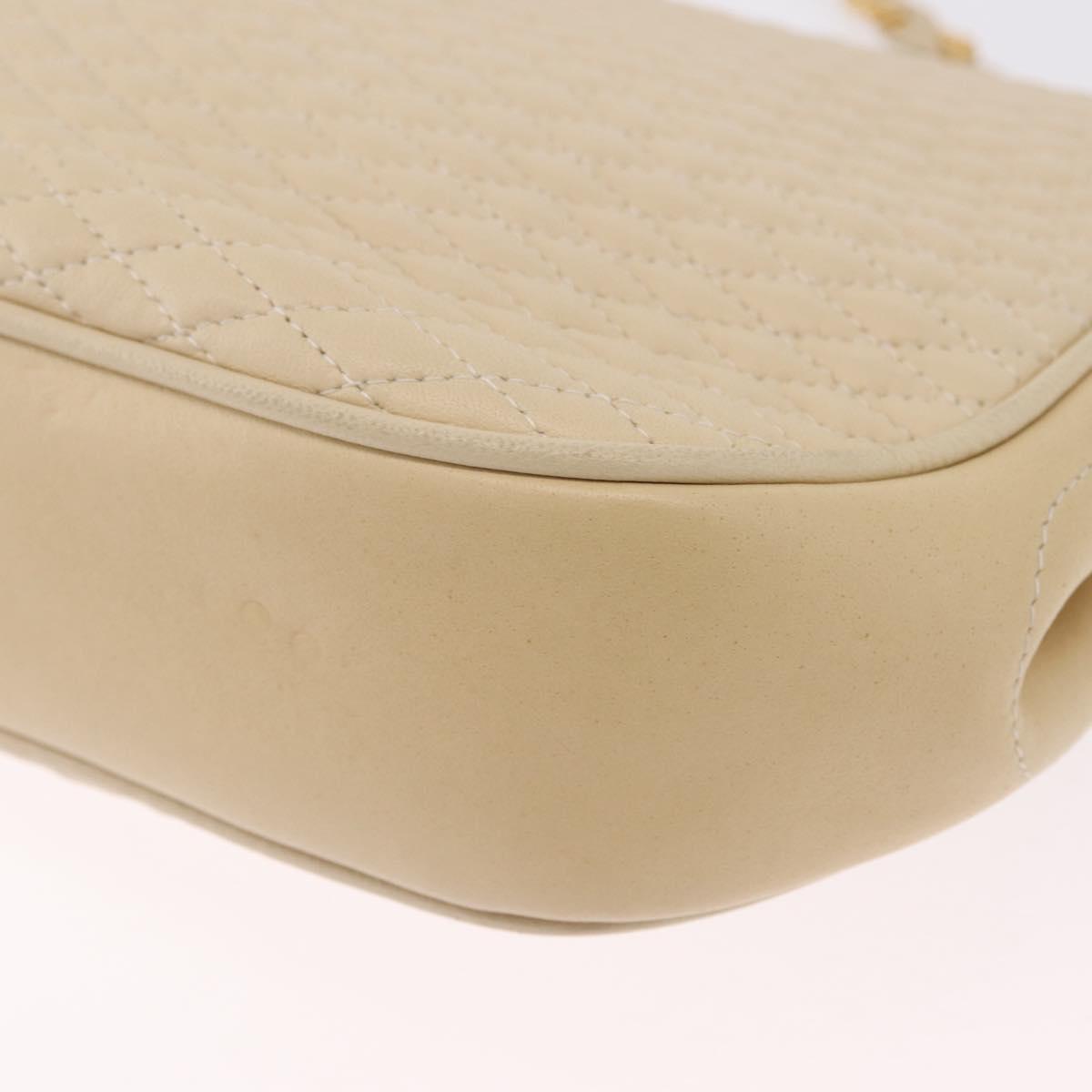 Bally Chain Shoulder Bag Leather Ivory Gold Auth 210062A