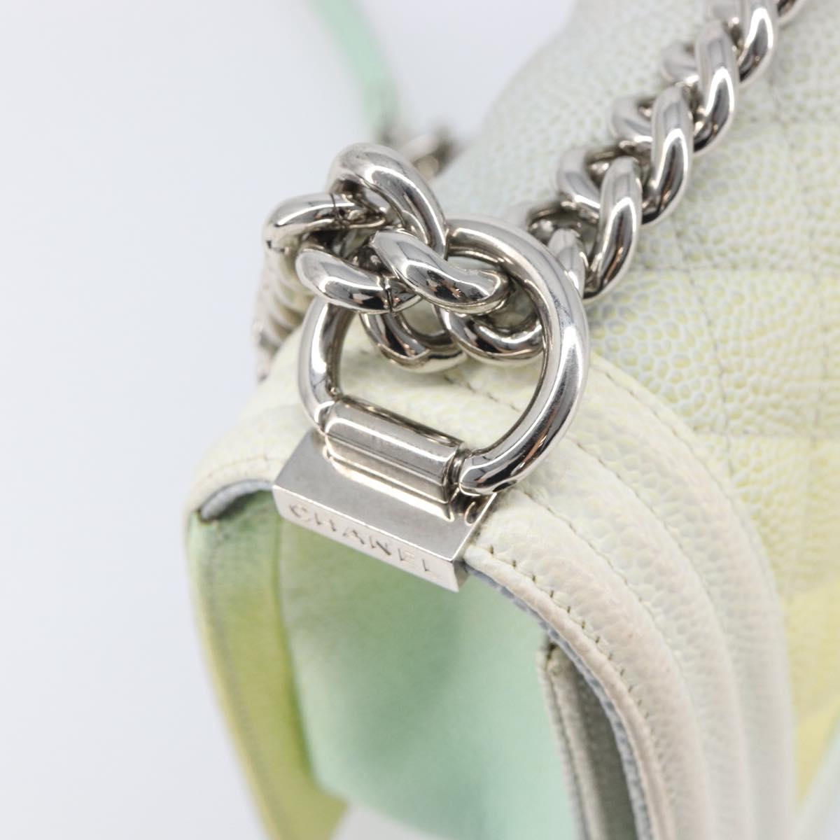 CHANEL Chain Matelasse Boy Chanel Bag Caviar Skin Multicolor CC Auth 210066SAM