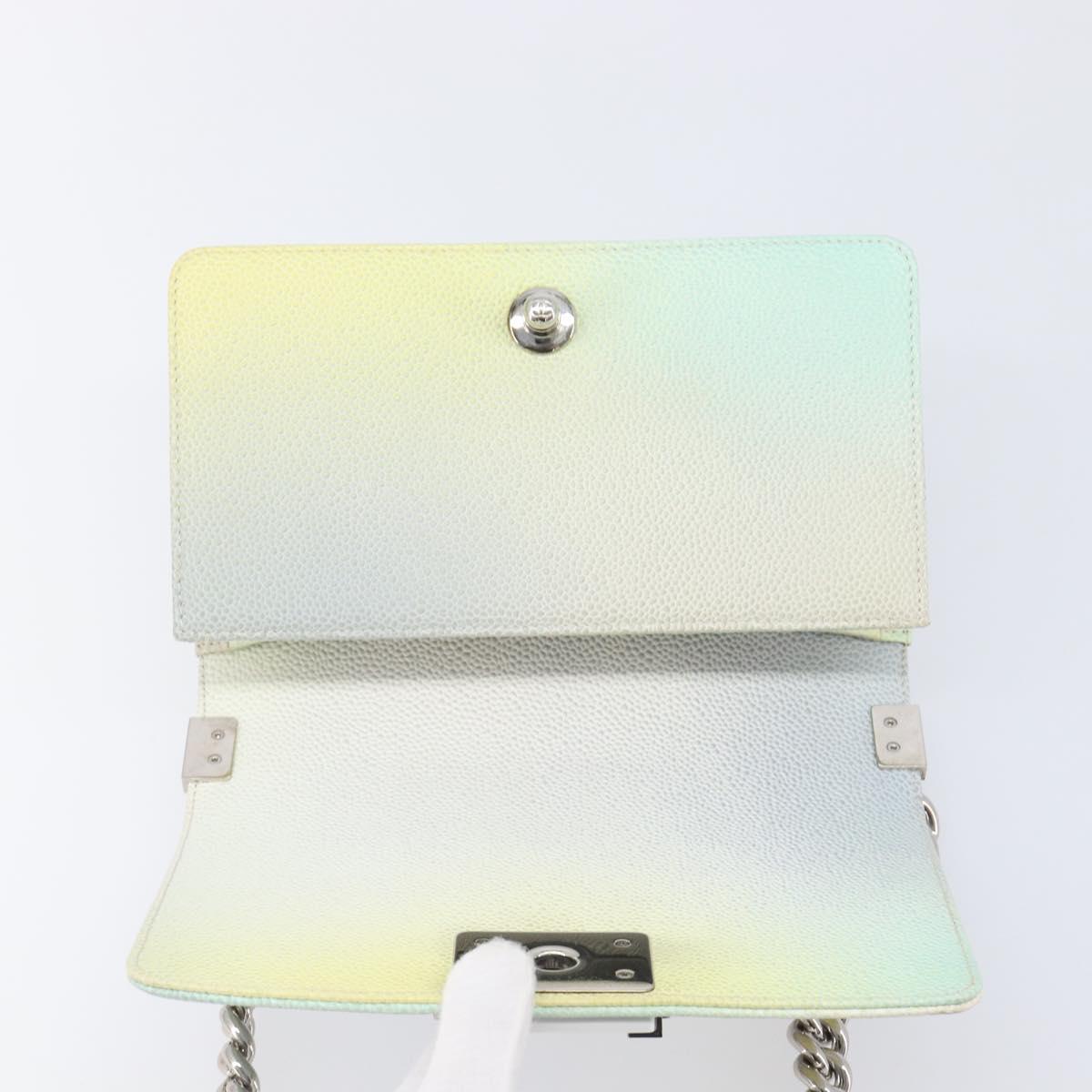 CHANEL Chain Matelasse Boy Chanel Bag Caviar Skin Multicolor CC Auth 210066SAM