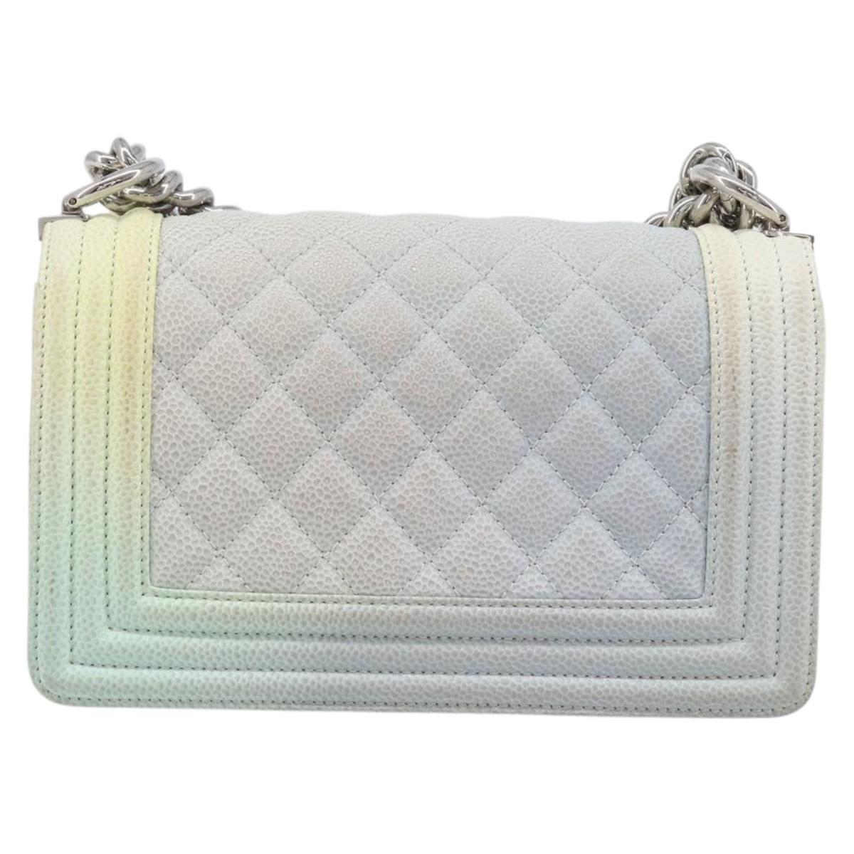 CHANEL Chain Matelasse Boy Chanel Bag Caviar Skin Multicolor CC Auth 210066SAM