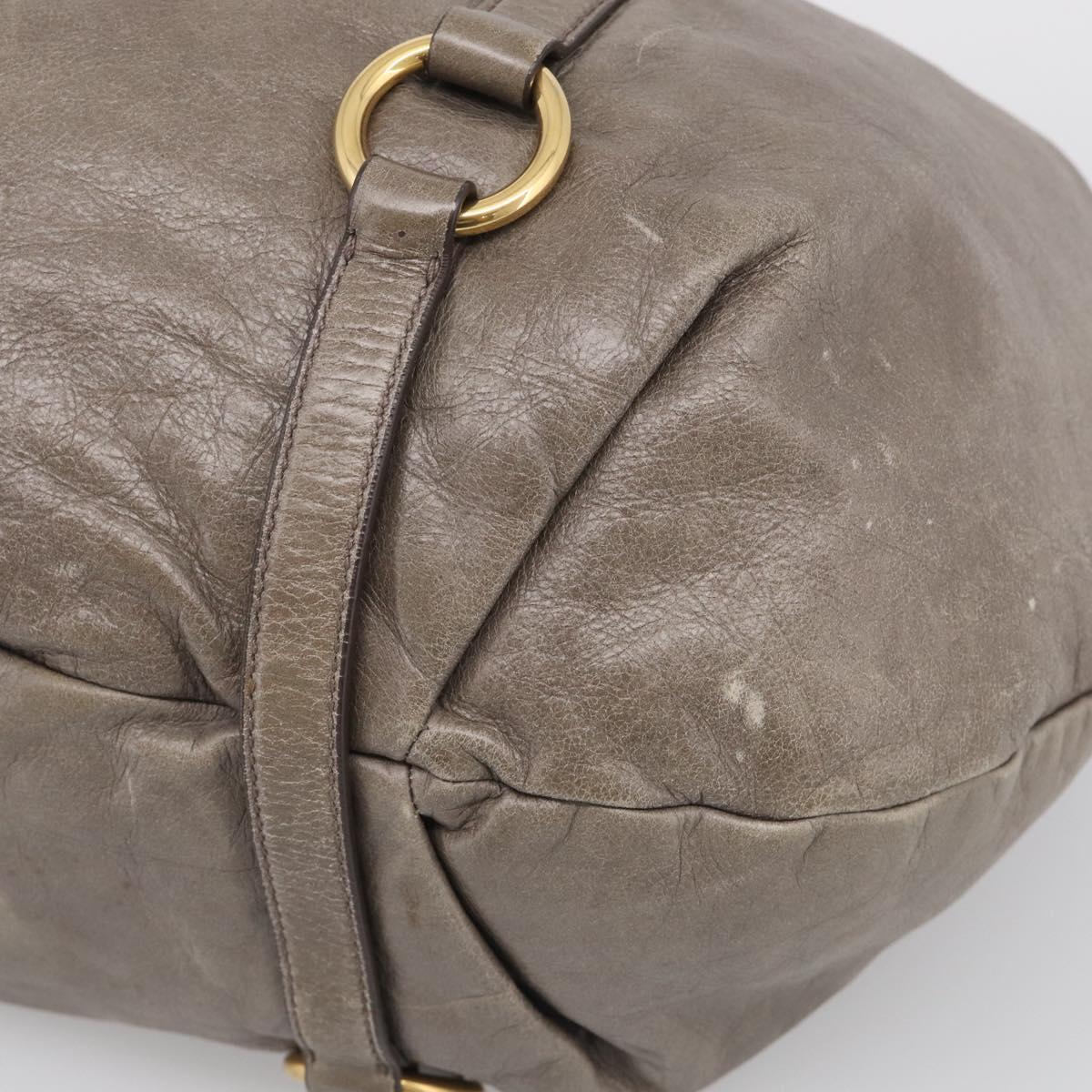 Miu Miu Hand Bag Vitellolux Gray Gold Auth 210067A