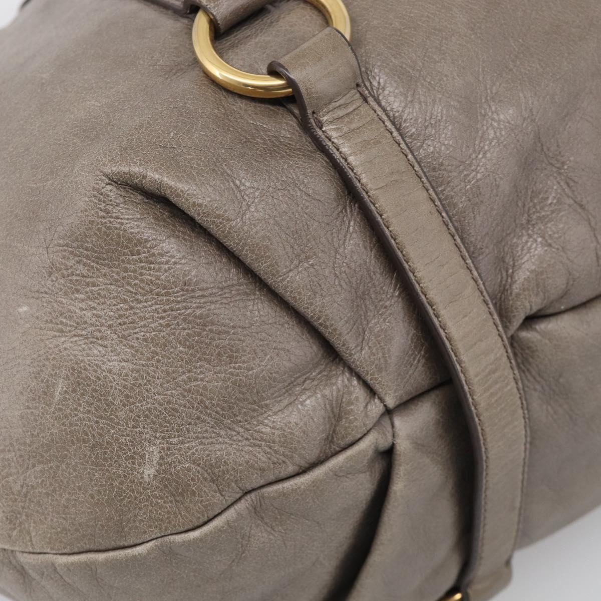 Miu Miu Hand Bag Vitellolux Gray Gold Auth 210067A