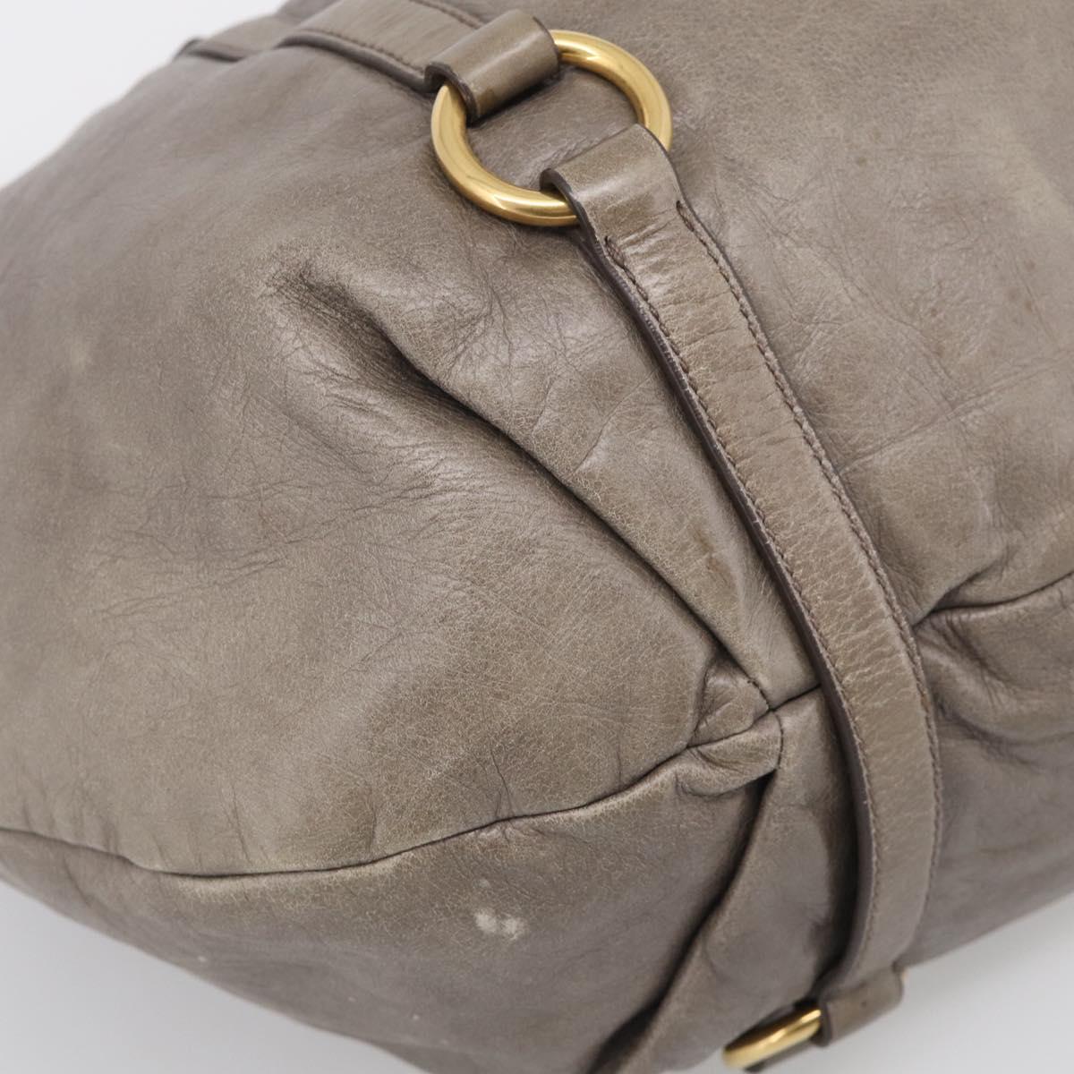 Miu Miu Hand Bag Vitellolux Gray Gold Auth 210067A
