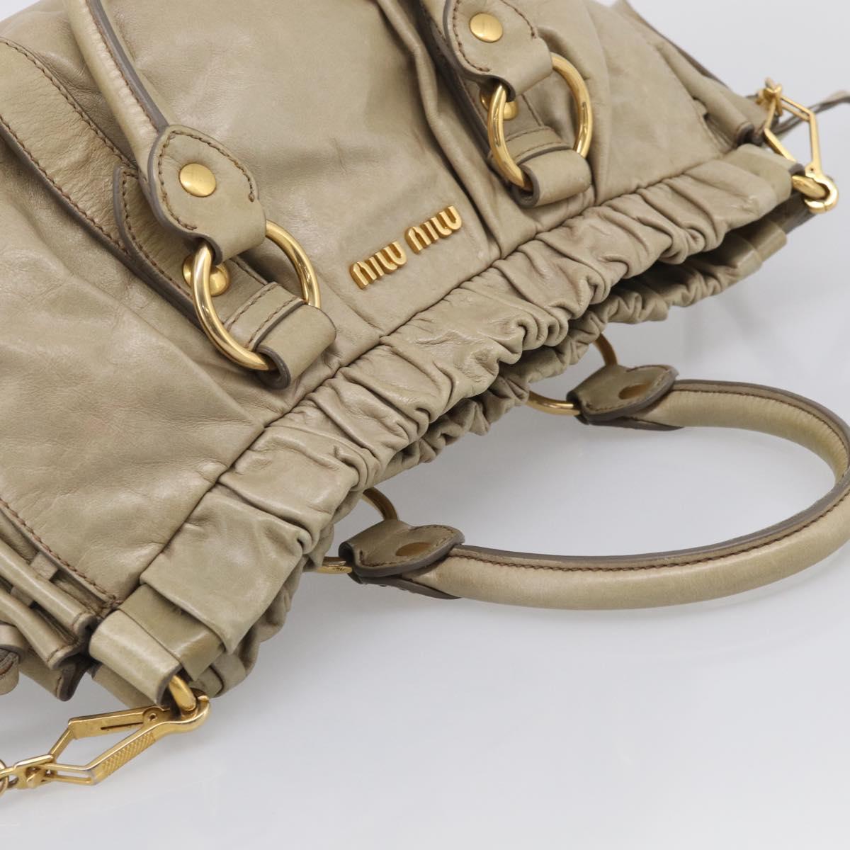 Miu Miu Hand Bag Vitellolux 2way Beige Gold Auth 210070V