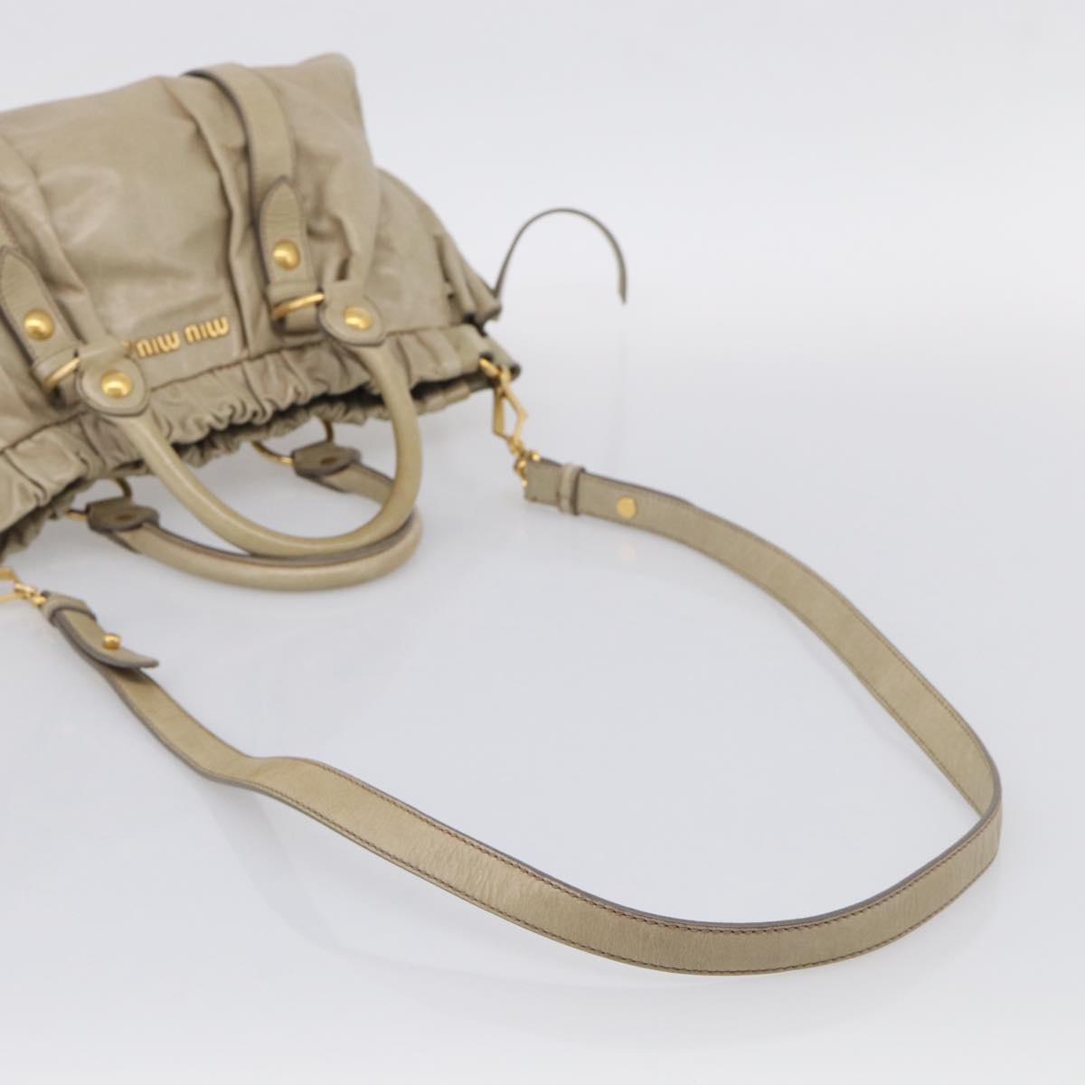 Miu Miu Hand Bag Vitellolux 2way Beige Gold Auth 210070V