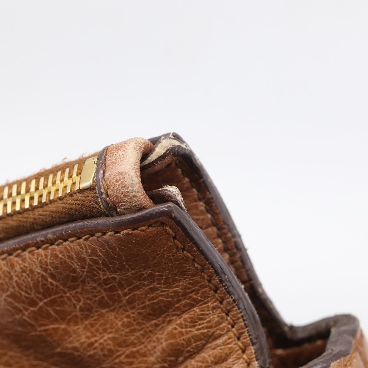 Miu Miu Hand Bag Vitellolux 2way Brown Gold Auth 210072V