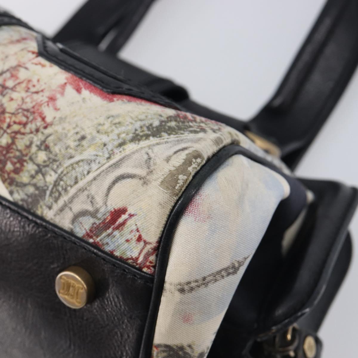 CELINE Hand Bag Canvas Leather Multicolor Gold Auth 210073