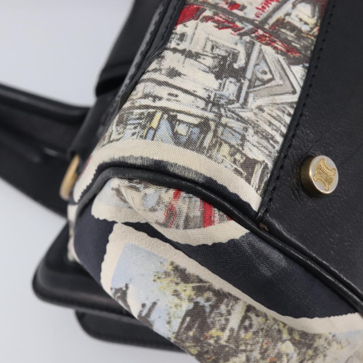 CELINE Hand Bag Canvas Leather Multicolor Gold Auth 210073
