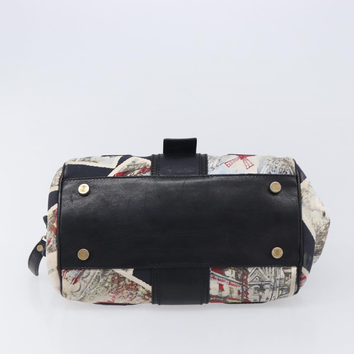 CELINE Hand Bag Canvas Leather Multicolor Gold Auth 210073