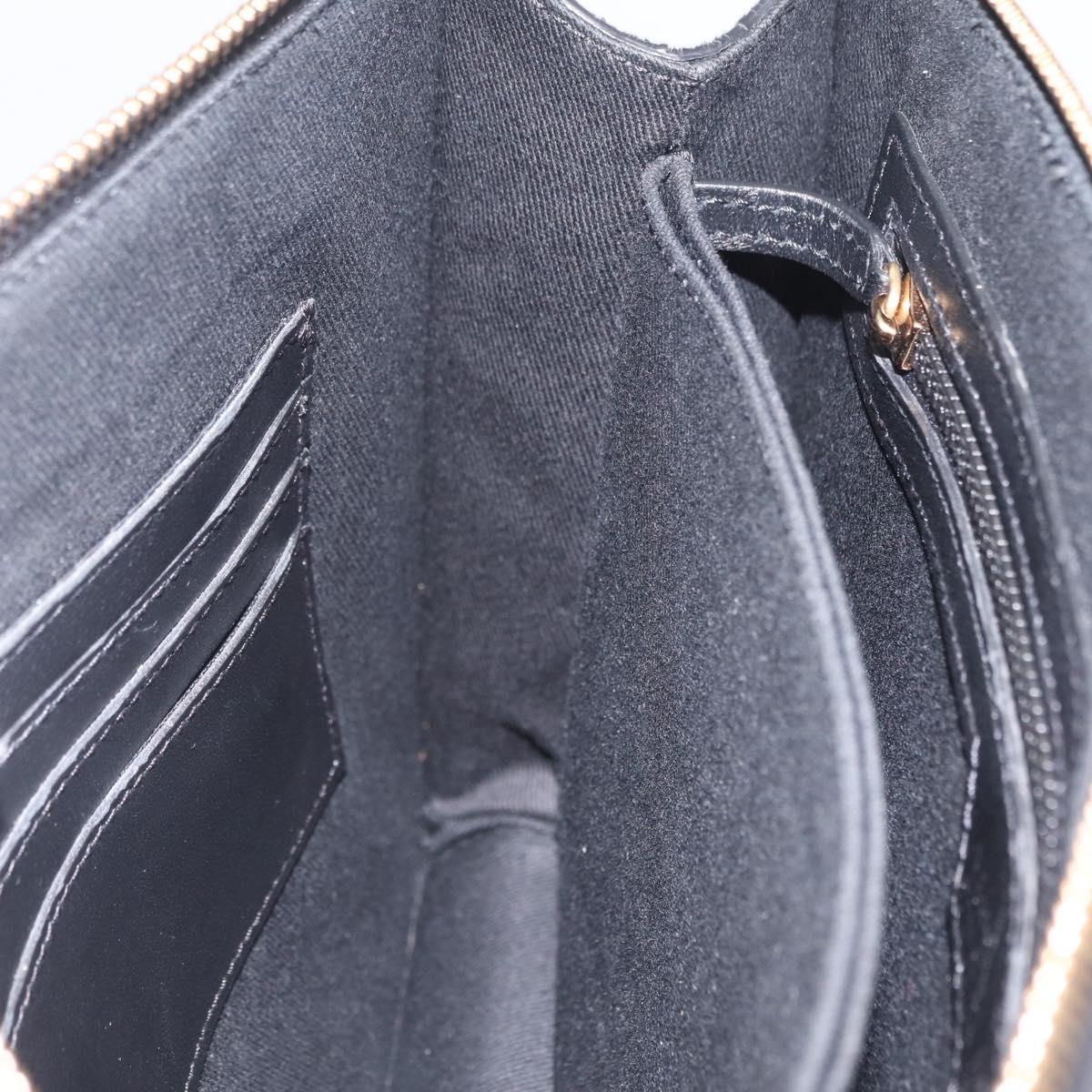 VERSACE Clutch Bag Leather Black Gold Auth 210078A