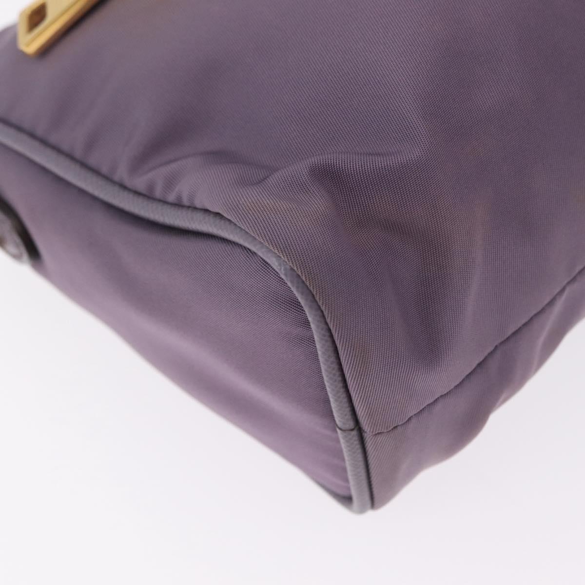 PRADA Hand Bag Nylon Purple Gold Auth 210080A